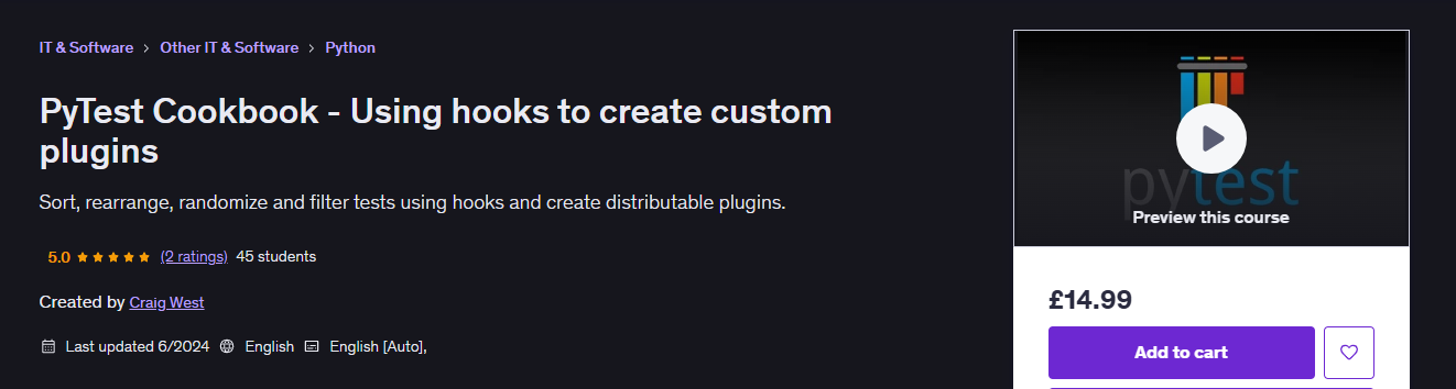 Pytest Cookbook - Using hooks to create plugins